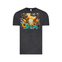 Vintage Black western texas  and cowhide with sunflower Vintage Tee - Artiststas