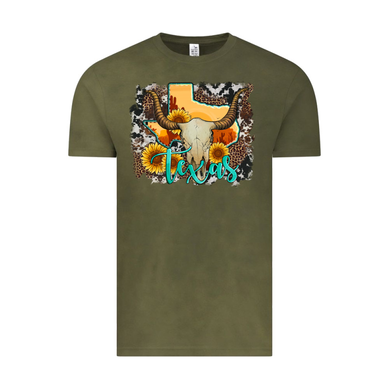 Western Texas  And Cowhide With Sunflower Vintage Tee by Artiststas | Teevron