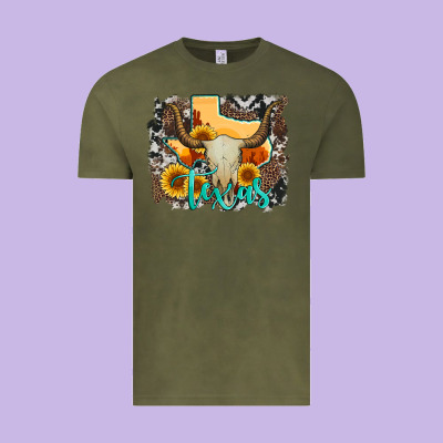 Western Texas  And Cowhide With Sunflower Vintage Tee Designed By Artiststas