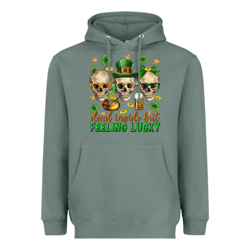 Dead Inside But Feeling Lucky St. Patricks Day Heavyweight Hoodie by Neo Western | Teevron