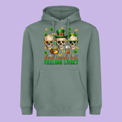 Dead Inside But Feeling Lucky St. Patricks Day Heavyweight Hoodie Designed By Neo Western