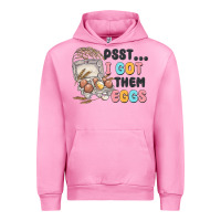 Fuchsia Pink psst i got them eggs Urban Hoodie - MaliasSmallBusiness