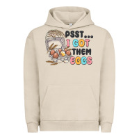 Pigment French Oak psst i got them eggs Urban Hoodie - MaliasSmallBusiness