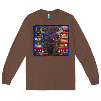 Chestnut bison with american flag Long Sleeve Tee - RanaPortraitStore