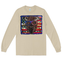 Mushroom bison with american flag Long Sleeve Tee - RanaPortraitStore