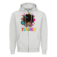 Dove Grey teacher afro messy bun Zipper Hoodie - texasbilliewilder