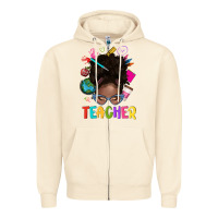 Sandshell teacher afro messy bun Zipper Hoodie - texasbilliewilder