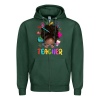 Sports Green teacher afro messy bun Zipper Hoodie - texasbilliewilder