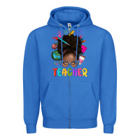True Royal teacher afro messy bun Zipper Hoodie - texasbilliewilder