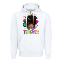 White teacher afro messy bun Zipper Hoodie - texasbilliewilder