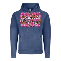 Vintage Denim pinktober with cancer ribbon Vintage Hoodie - AdoDesignShop