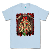 Dusty Blue Happy Horrordays Classic Tee - RanaPortraitStore
