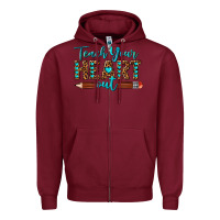Burgundy teach your heart out Zipper Hoodie - texasbilliewilder