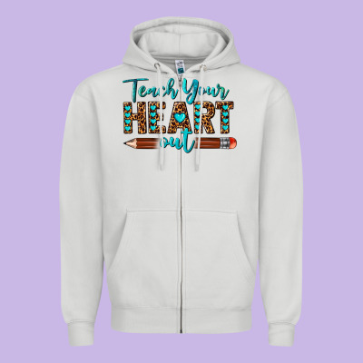 Teach Your Heart Out Zipper Hoodie Designed By Texasbilliewilder