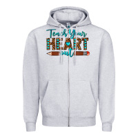Heather Grey teach your heart out Zipper Hoodie - texasbilliewilder