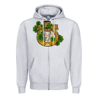 Heather Grey st patricks day goat horseshoe shamrock Zipper Hoodie - RanaPortraitStore