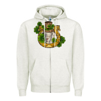 Oatmeal Heather st patricks day goat horseshoe shamrock Zipper Hoodie - RanaPortraitStore