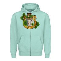 Seafoam st patricks day goat horseshoe shamrock Zipper Hoodie - RanaPortraitStore