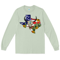 Matcha bull skull texas map american playng Long Sleeve Tee - BarkalooDesign