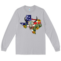 Moon Dust bull skull texas map american playng Long Sleeve Tee - BarkalooDesign