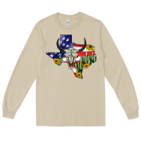 Mushroom bull skull texas map american playng Long Sleeve Tee - BarkalooDesign