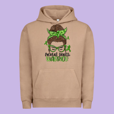 Messy Bun Mental Health Warrior Urban Hoodie Designed By Maliassmallbusiness