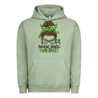 Pigment Oil Green messy bun mental health warrior Urban Hoodie - MaliasSmallBusiness