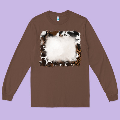 Long Sleeve Tee cowhide and leopard background