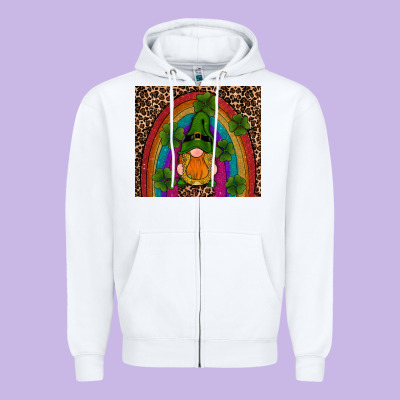 St Patricks Day Gnomes Shamrock Rainwow Zipper Hoodie Designed By Ranaportraitstore