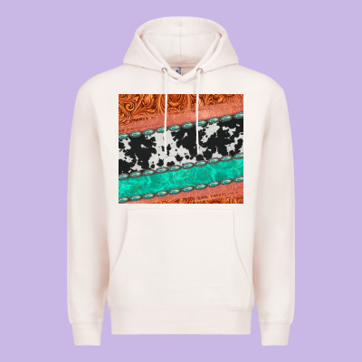 Western Turquoise Gemstone Cowhide  Leather Tumbler Premium Hoodie Designed By Jasminsmagicworld