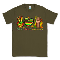 Army Green peace love juneteenth Classic Tee - texasbilliewilder
