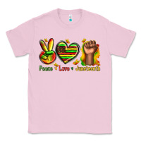 Bubblegum Pink peace love juneteenth Classic Tee - texasbilliewilder