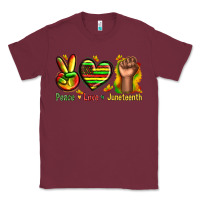 Burgundy peace love juneteenth Classic Tee - texasbilliewilder