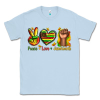Dusty Blue peace love juneteenth Classic Tee - texasbilliewilder