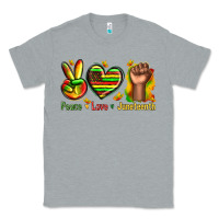 Heather Grey peace love juneteenth Classic Tee - texasbilliewilder