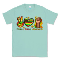 Seafoam peace love juneteenth Classic Tee - texasbilliewilder