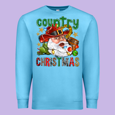 Country Christmas Premium Sweatshirt Designed By Bundleandbundleshop