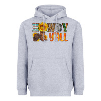 Heather Grey howdy y all Heavyweight Hoodie - HRA Design Shop
