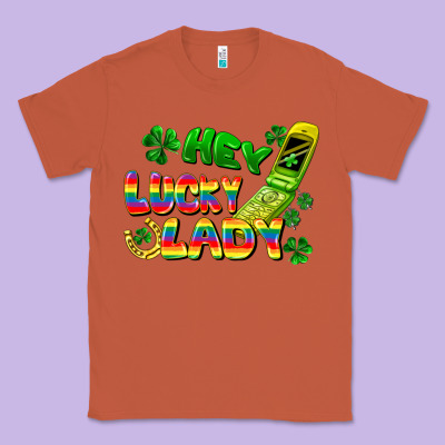 Hey Lucky Lady Flip Phone Classic Tee Designed By Fadigitalartstudio