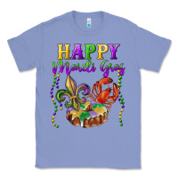Colony Blue Happy Mardi Gras Fleur De Lis King Cake Crawfish Classic Tee - RanaPortraitStore