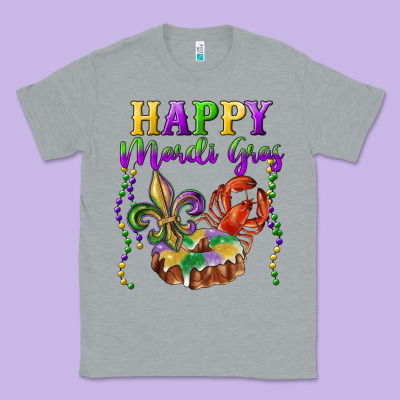 Happy Mardi Gras Fleur De Lis King Cake Crawfish Classic Tee Designed By Ranaportraitstore