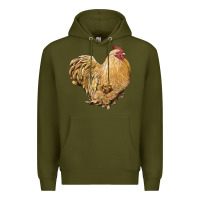 Army Green cochin rooster Premium Hoodie - LillyAllenDesigns