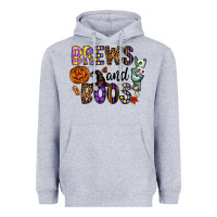 Heather Grey Brews And Boos Heavyweight Hoodie - CowhideDigitalArt