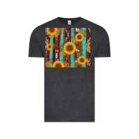 Vintage Black western sunflower cactus serape and cowhide Vintage Tee - Artiststas
