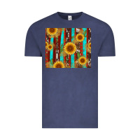 Vintage Denim western sunflower cactus serape and cowhide Vintage Tee - Artiststas