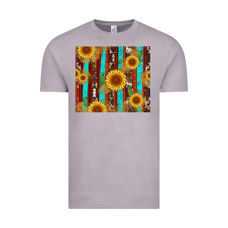 Western Sunflower Cactus Serape And Cowhide Vintage Tee by Artiststas | Teevron