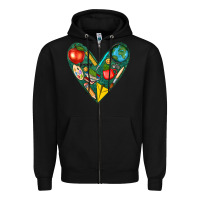 Black teacher  heart Zipper Hoodie - texasbilliewilder