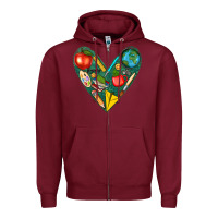 Burgundy teacher  heart Zipper Hoodie - texasbilliewilder