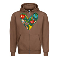 Chestnut teacher  heart Zipper Hoodie - texasbilliewilder