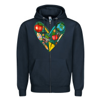 Navy teacher  heart Zipper Hoodie - texasbilliewilder